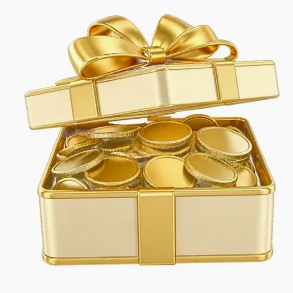 Gift box with coins — Cosmo
