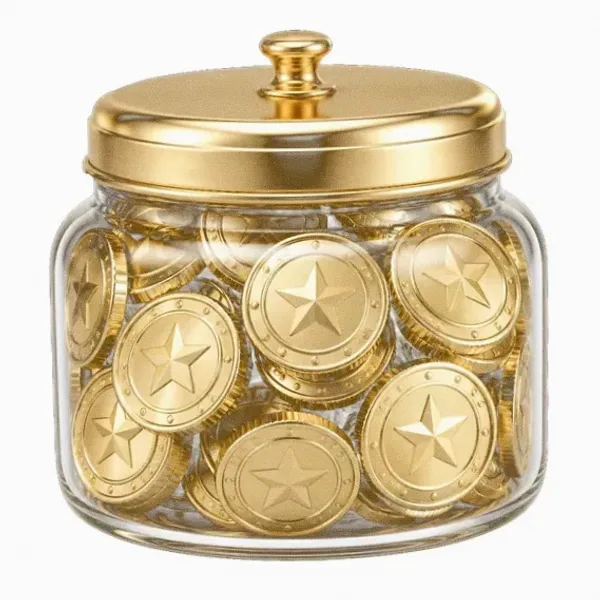 Coin-filled jar — Cosmo