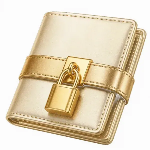 Locked leather wallet — Cosmo